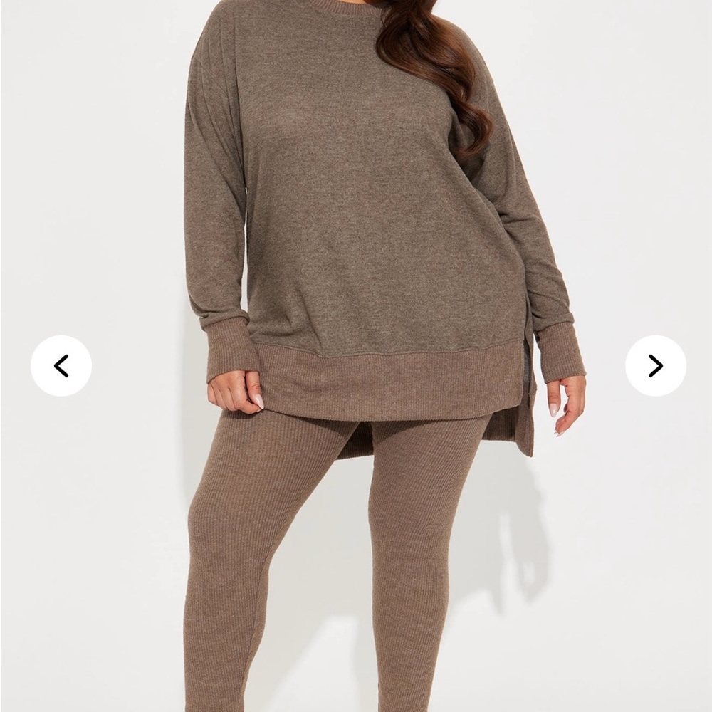 Fashion Nova Cozy Brown Lounge Set plus size